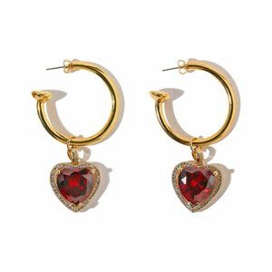 Vanessa Mooney "THE RUBY HEART HOOP EARRINGS"